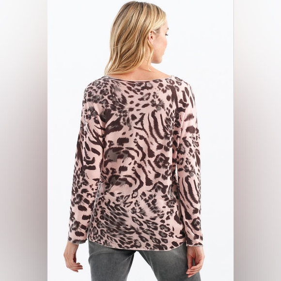 Charlie B Large Pink Leopard Long Sleeve Stretchy Top - Picture 3 of 9